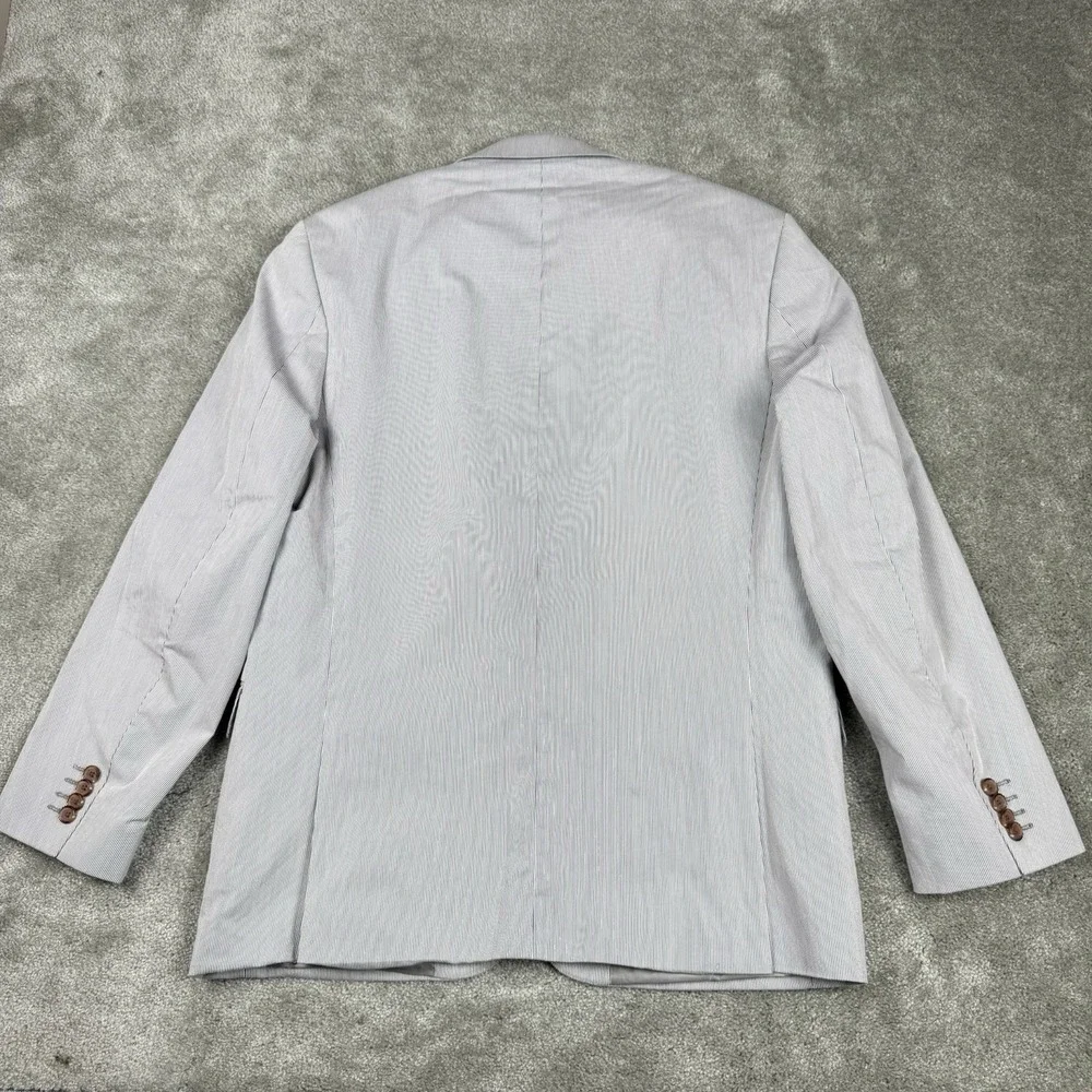 Lauren Ralph Lauren Blazer Mens 43R Cotton Nylon Gray Chalk Pinstripe Trim Fit‎